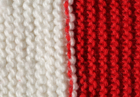 background of Red and White wool of a dress made by hand