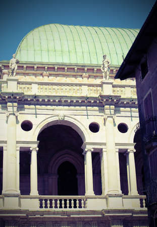 Detail of an ancient monument called Basilica Palladiana in Vicenza City in Northen Italy with vintage effectのeditorial素材