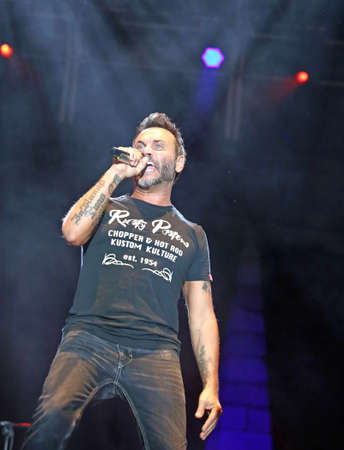 Marostica, VI, Italy - July 7, 2017: Live Concert of NEK an Italian singer-songwriter and musicianのeditorial素材