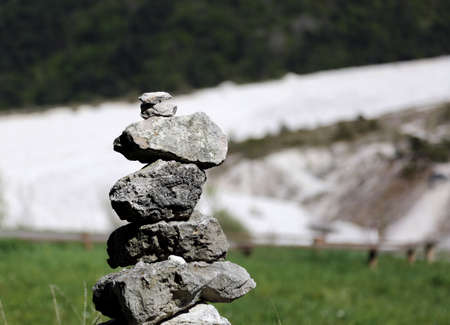 heap of stones as a religious symbol and prayerの写真素材