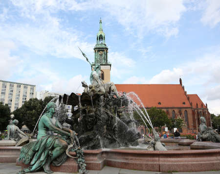 Fountain of Neptune the god of the Mari in the square in Berlin Germanyの写真素材