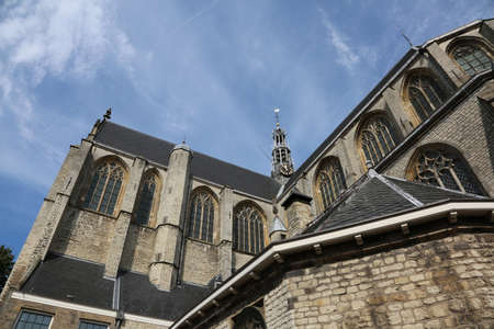 architectural detail of the church in the city of Alkmaar in the Netherlandsの写真素材