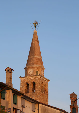 ancient church and bell tower of Santa Eufemia in the city called GRADO in Northern Italy