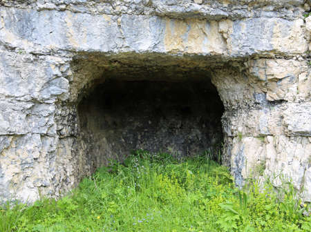 smal ancient cave used by Italian soldiers during the First World Warの写真素材