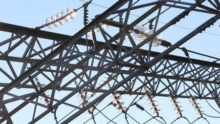 details of metal cage inside a power plant for the production of electricity with trellis and...