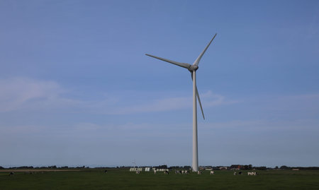 wind turbine for the production of clean non-polluting renewable electricity in the plainの写真素材