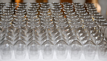 background of many fragile crystal glasses