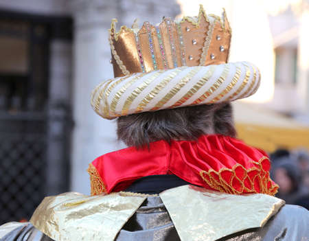 elderly king with the crown on his headの写真素材
