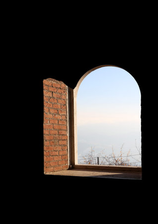 windows of an ancient fortress used by soldiers during the ww1