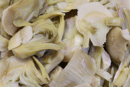 many artichoke hearts in oil for a delicious side dishの写真素材