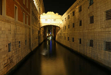 VENICE ITALY bridge of sighs with effect long exposure by nightのeditorial素材