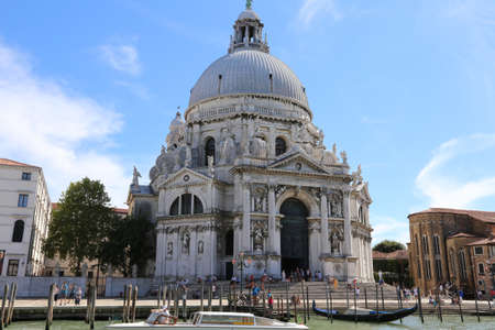 Venice, Italy - July 14, 2016:Basilica of Saint Mary of Health with big dome and peopleのeditorial素材