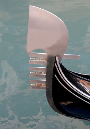bow of gondola a typical boat of Venice Italyの写真素材