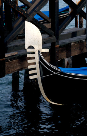 Bow of GONDOLA Symbol of Venice Island in Italyの写真素材