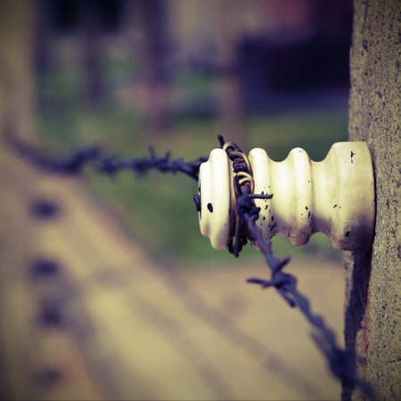 detail of the border with barbed wire with vintage effect