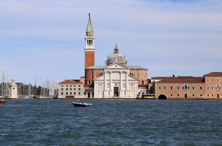 Venice Italy Panorama of San Giorgio Maggiore viewed from the main islandの写真素材