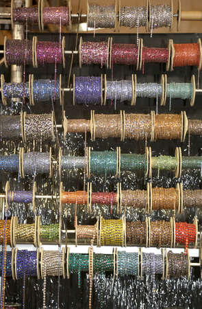 spool of necklaces for sale at the marketの写真素材