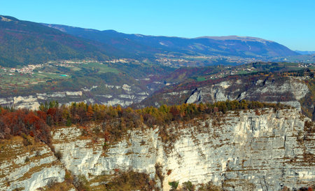 mountain panorama in autumn with the village called ASIAGO in Italy