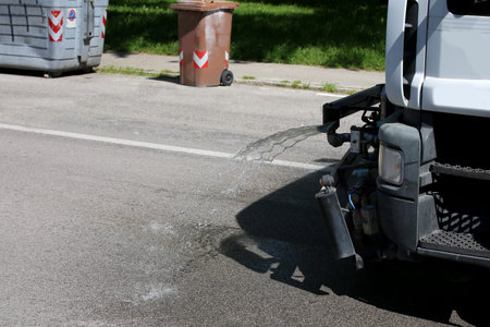 special car to clean the roads of the city with water