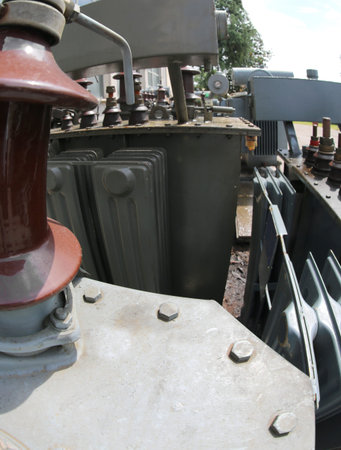 storage of many obsolete big electical transformers