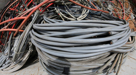heap of elettrical cables in the waste facility