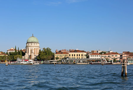 dome of the old ossuary monument in the island called Lido di Venezia in the Venetian lagoon in...