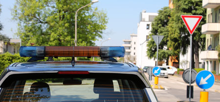 Police car during patrol service for patrolling city streets