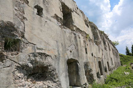 abandoned fortress of First World War by austrian soldiers called Forte Sommo in Northern Italy in the Trentino Regionの写真素材