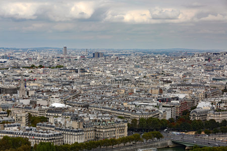 panorama of the city of Paris from the Eiffel Towerの写真素材