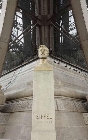 Statue of the engineer Gustave Eiffel, the designer of the very large and famous Eiffel Tower in Paris, Franceの写真素材