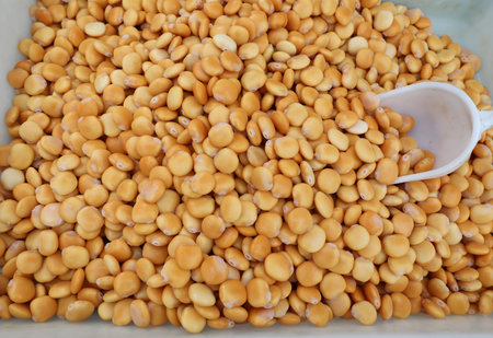 white box of lupins with a bailer at the fruit and vegetable market