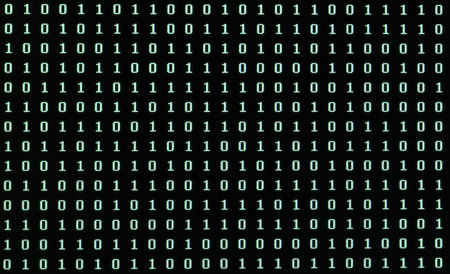 background of many green zero and one on computer monitor