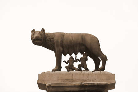 Capitoline Wolf also called Lupa Capitolina in Italian language is a symbol of Rome in Italy. The bronze sculpture shows a she-wolf suckling the mythical twin founders of Rome, Romulus and Remusのeditorial素材