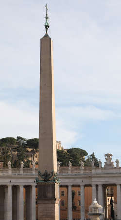 big ancient egyptian obelisk in Saint Peter Square in Vatican City in the Romeのeditorial素材