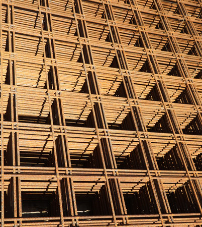background of brown rusty welded mesh  in the construction site