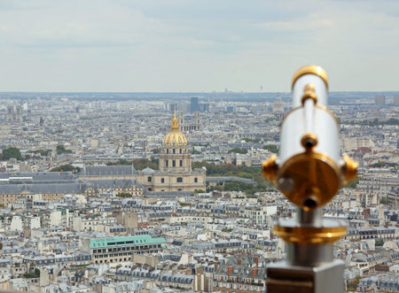 Golden Dome of Palace called Les Invalides memorial of Napoleone Bonaparte in Paris France  with...