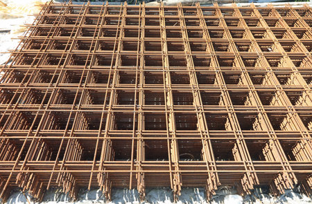 rusty electro-welded net on the building site