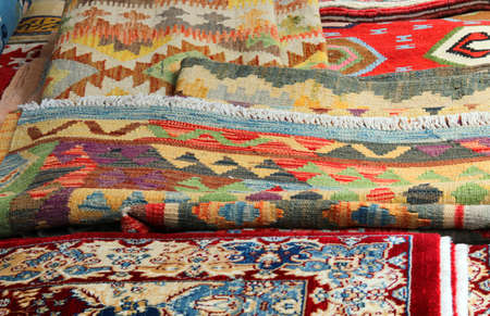 many carptes and kilim rugs for saleの写真素材