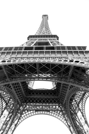 View from below of Eiffel Tower without people