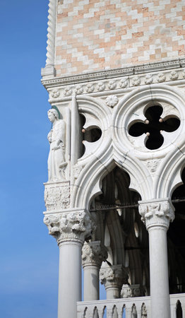 Detail of Ducal Palace in Venice Italy called Palazzo Ducale in Italian Language
