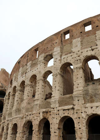Detail of Coliseum also called Colosseo in Italian Language in Rome. the holes was used to take the pieces of iron in the stoneのeditorial素材