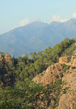 Panoramic view of Corsica Island and red Rocksの写真素材