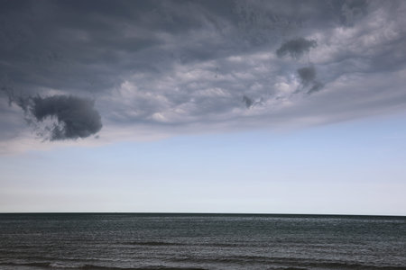 seascape with clouds and ocean in summer without people