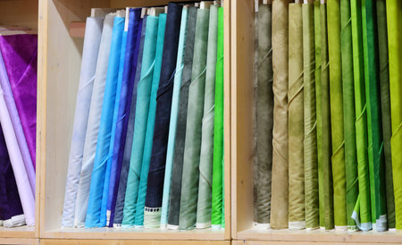 shelf full of many fabric textile in the tailoring shopping