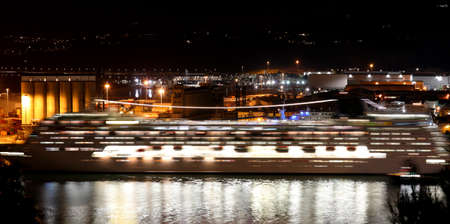 Big Ocean Cruise Liner by nightの写真素材