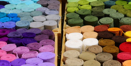 many rolls of felt fabrics for sale at store