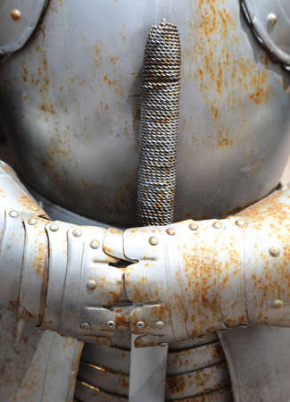 rusty steel armor of a medieval knightの写真素材