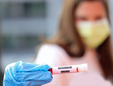 blood sample for the analysis of the Terrible and contagious Corna Virus encoded with the...