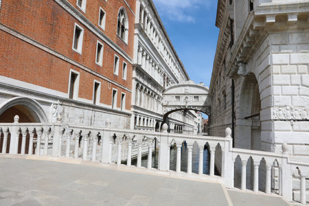 famous view of Venice in Italy with the Bridge of Sighs but without people due to the lockdown...
