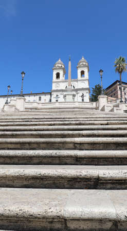 Spanish Steps at Trinita dei Monti in Rome without peopleの写真素材
